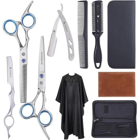Silver Hair Cutting Scissors for Men and Women,10 Pieces Hair Cutting kit - Picture 7 of 7